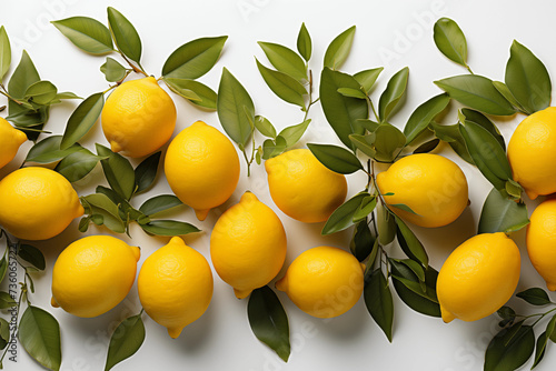 Branches of lemon on the white background