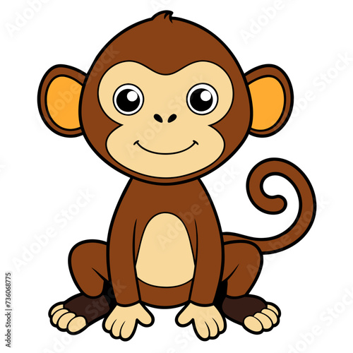 Charming monkey cartoon isolated on white background