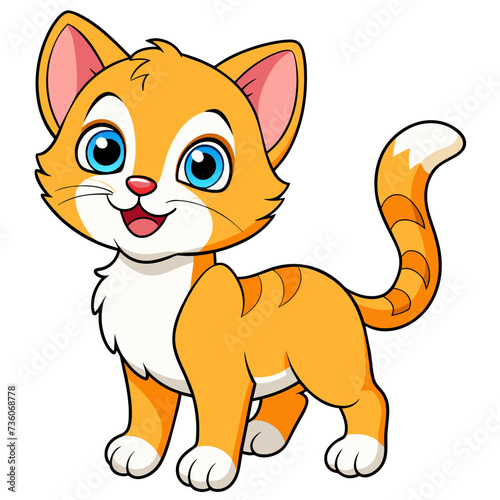 Cheerful kitten cartoon isolated on white background