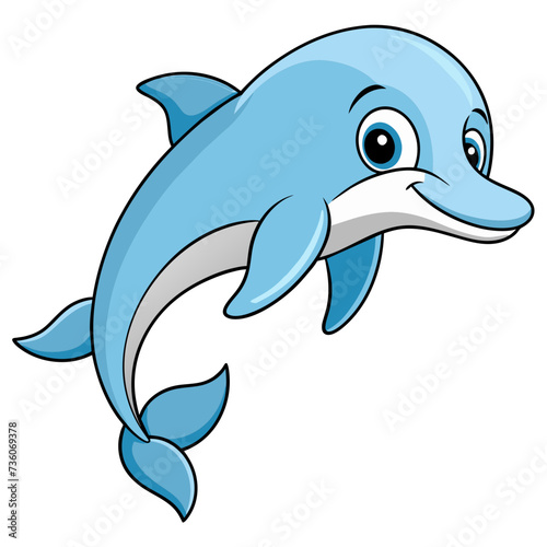 Playful dolphin cartoon isolated on white background