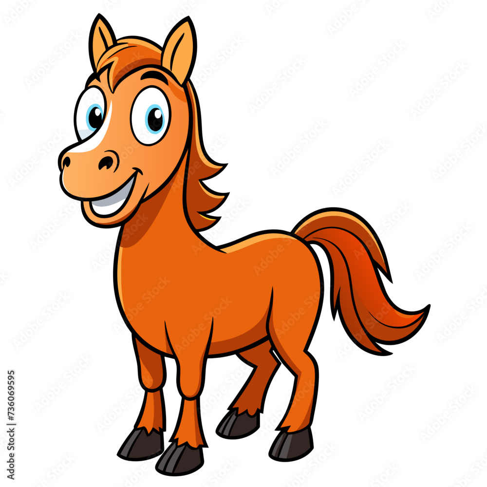 Spirited horse cartoon isolated on white background