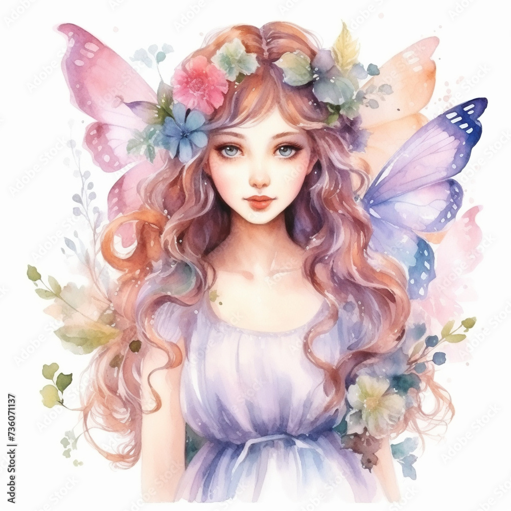 Fairy. Sticker in pastel colors on a white background