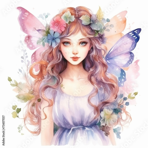 Fairy. Sticker in pastel colors on a white background