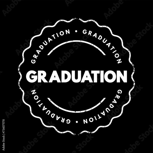 Graduation is the award of academic degree, text concept stamp