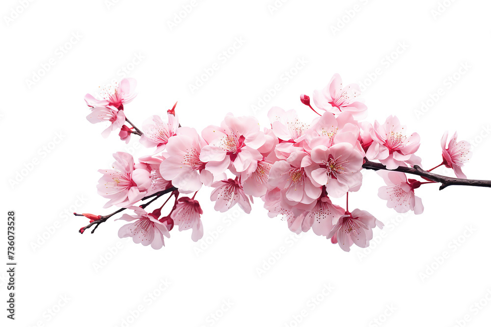 pink cherry blossom flower on white - obrazy, fototapety, plakaty 