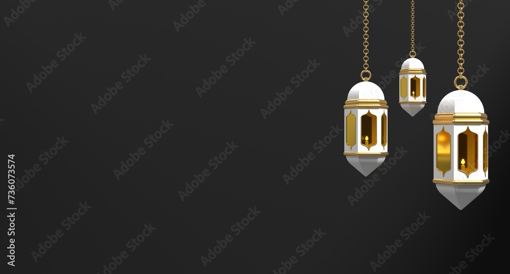 Golden lantern. Arabic lamp. 3D lantern. Decoration for ramadan kareem, eid mubarak, islamic new year. 3D rendering illustration Golden lantern. Arabic lamp. 3D lantern. Decoration for ramadan kareem, eid mubarak, islamic new year. 3D rendering illustration