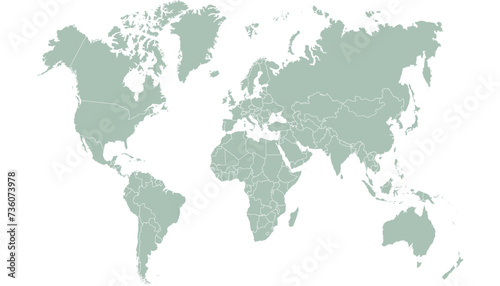 World map. Color modern vector map. Silhouette map.	