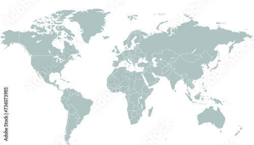 World map. Color modern vector map. Silhouette map. 