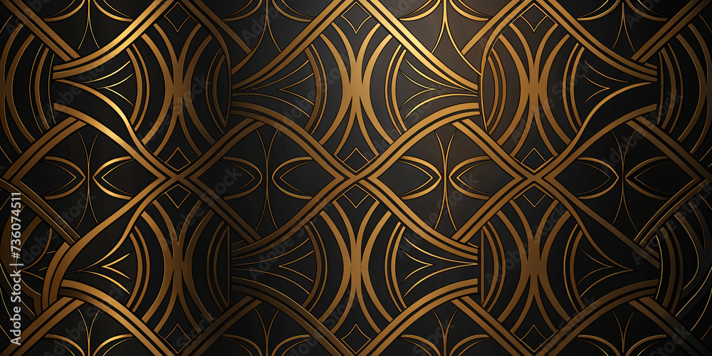 Vintage Seamless Pattern with Gold Swirls and Damask Elements