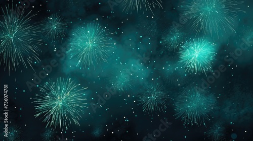 Background of fireworks in Teal color.