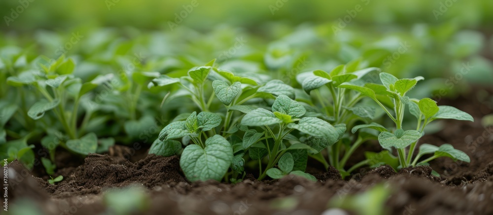 Φωτογραφία Close-up of Healthy Green Seedlings Sprouting in a Lush Field of Young Plants