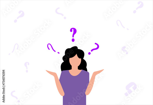 Confused woman standing in the path of uncertainty