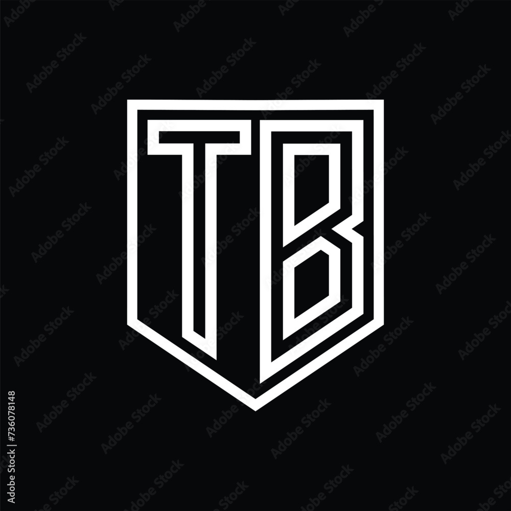 TB Letter Logo monogram shield geometric line inside shield isolated style design TB Letter Logo monogram shield geometric line inside shield isolated style design