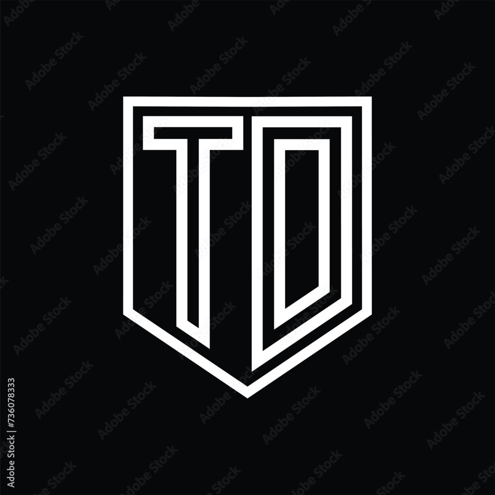 TD Letter Logo monogram shield geometric line inside shield isolated style design TD Letter Logo monogram shield geometric line inside shield isolated style design