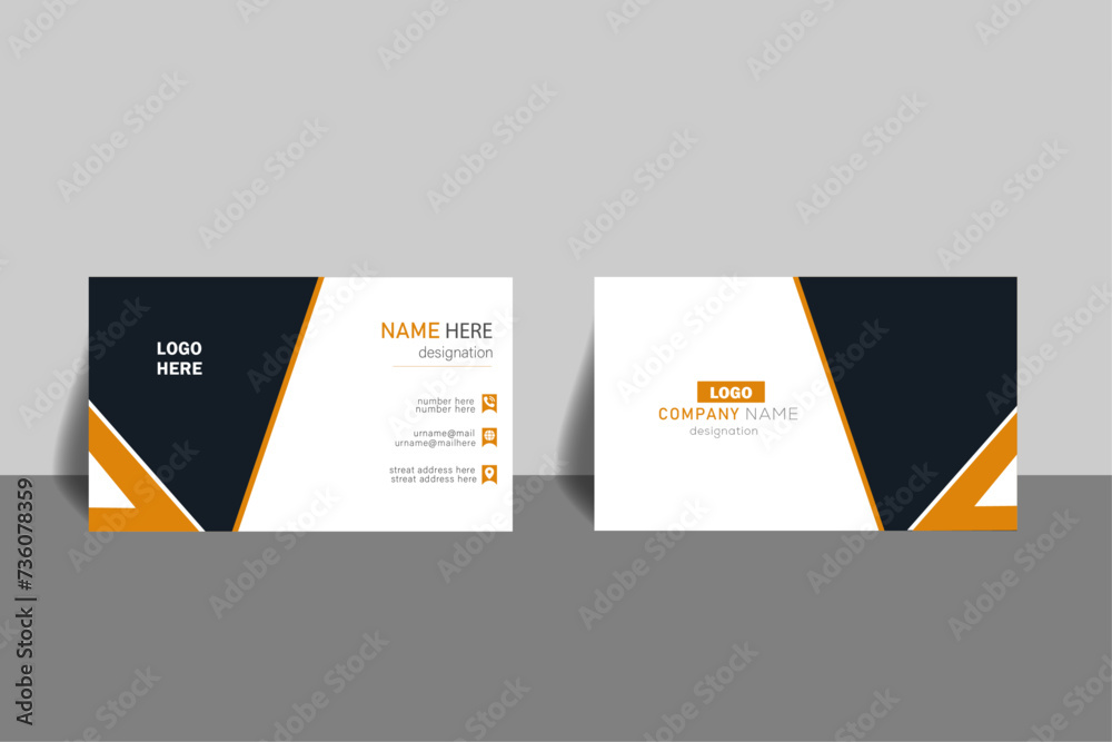 A geometry modern clean business card template, with large script name. A geometry modern clean business card template, with large script name.