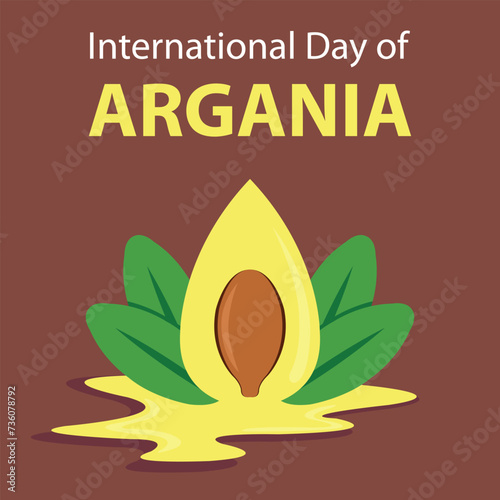illustration vector graphic of drop of argania oil, showing green leaves, perfect for international day, international day of argania, celebrate, greeting card, etc