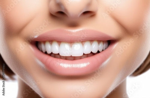 White Beautiful Teeth  Dentistry and Oral Hygiene with Woman on Neutral Background  Teeth Whitening. Dental Services  Healthcare   Veneers Women  Happy Smile