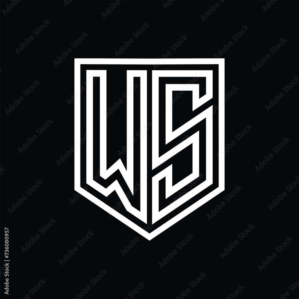 WS Letter Logo monogram shield geometric line inside shield isolated style design WS Letter Logo monogram shield geometric line inside shield isolated style design