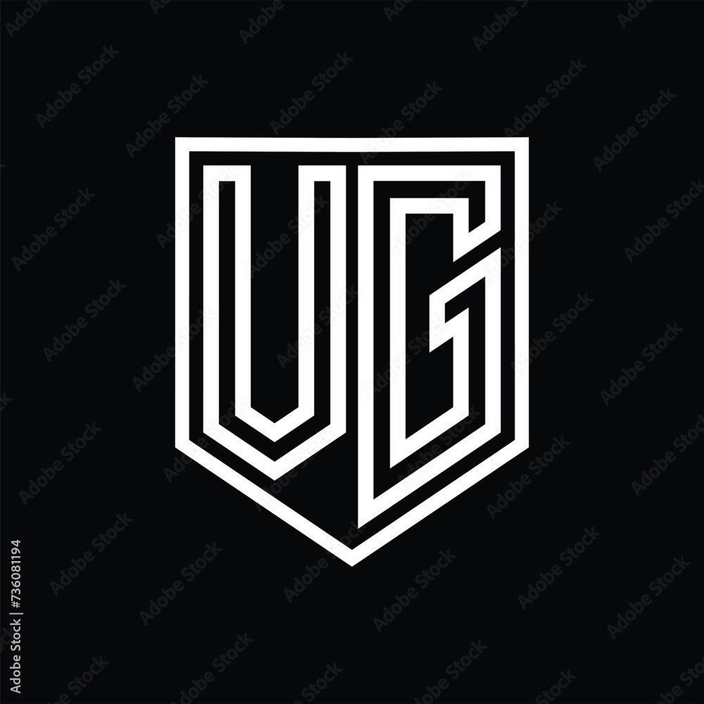 VG Letter Logo monogram shield geometric line inside shield isolated style design VG Letter Logo monogram shield geometric line inside shield isolated style design