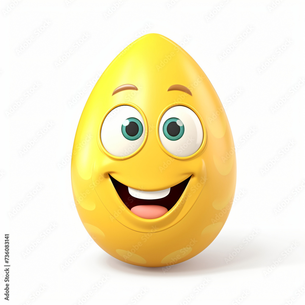 Fototapeta premium 3d render icon of easter egg cartoon plastic 3d clay generated AI
