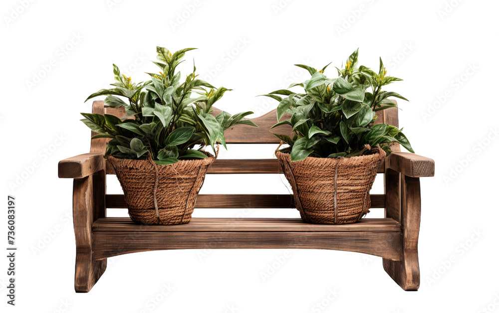 Wooden Planter Bench on transparent background