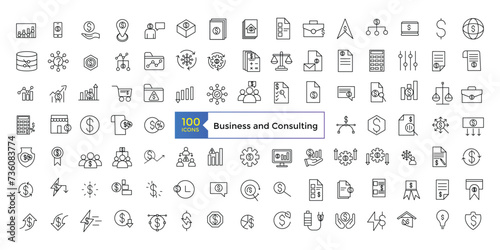 Icon-Business and Consulting icon set simple line art style icons pack. Vector illustration