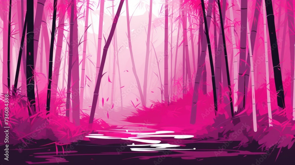 Background with bamboo forest in Fuschia color.