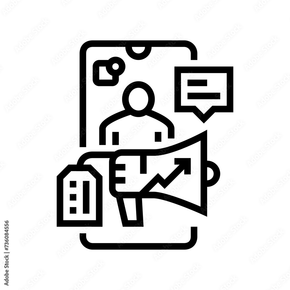 influencer marketing line icon vector. influencer marketing sign. isolated contour symbol black illustration influencer marketing line icon vector. influencer marketing sign. isolated contour symbol black illustration