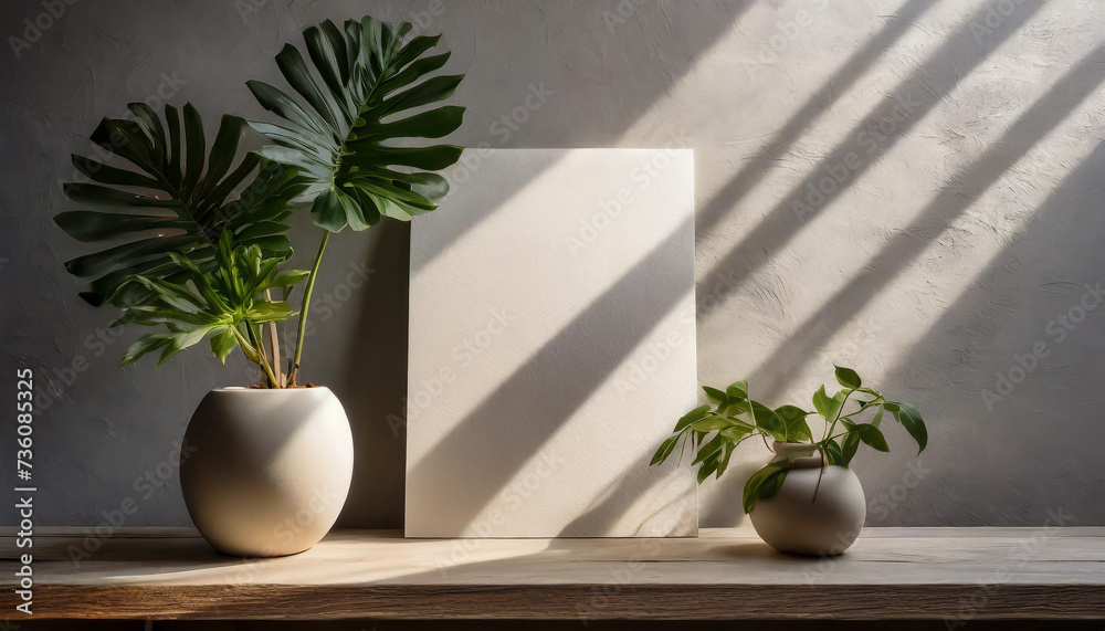 vertical sheets of textured white paper against a soft gray table background. the natural light creates subtle shadows from an exotic plant, enhancing the mockup overlay in a horizontal vertical sheets of textured white paper against a soft gray table background. the natural light creates subtle shadows from an exotic plant, enhancing the mockup overlay in a horizontal