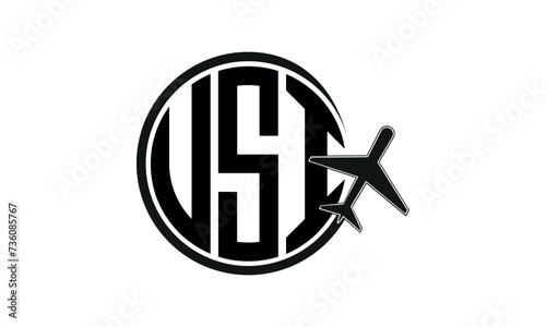 USI three initial letter circle tour & travel agency logo design vector template. hajj Umrah agency, abstract, wordmark, business, monogram, minimalist, brand, company, flat, tourism agency, tourist