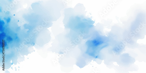 abstract soft brush painted white and blue watercolor background.	