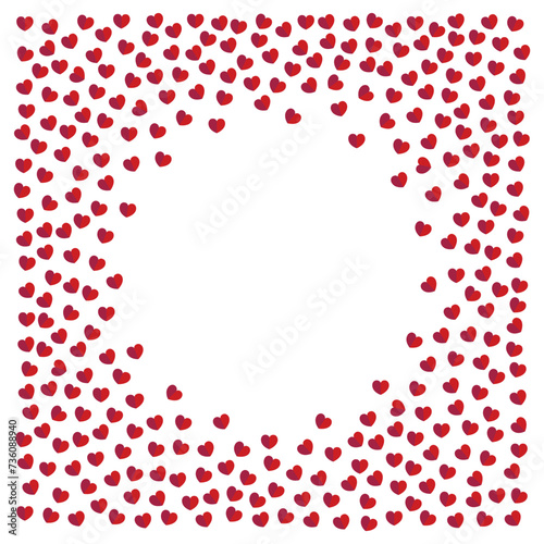 Cute frame made of small red hearts on white background vector illustration
