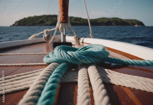 Luxury yacht tackle during the ocean voyage