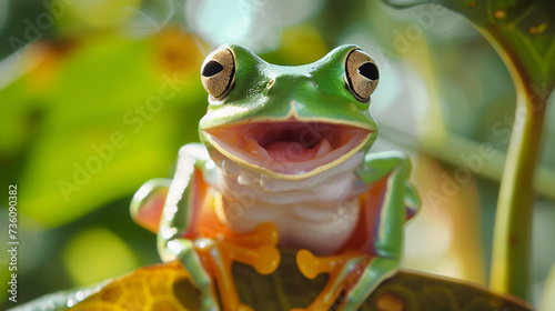 Tree frog flying frog laughing.