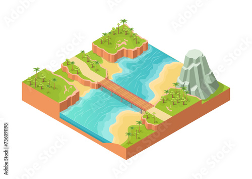 isometric beautiful nature river