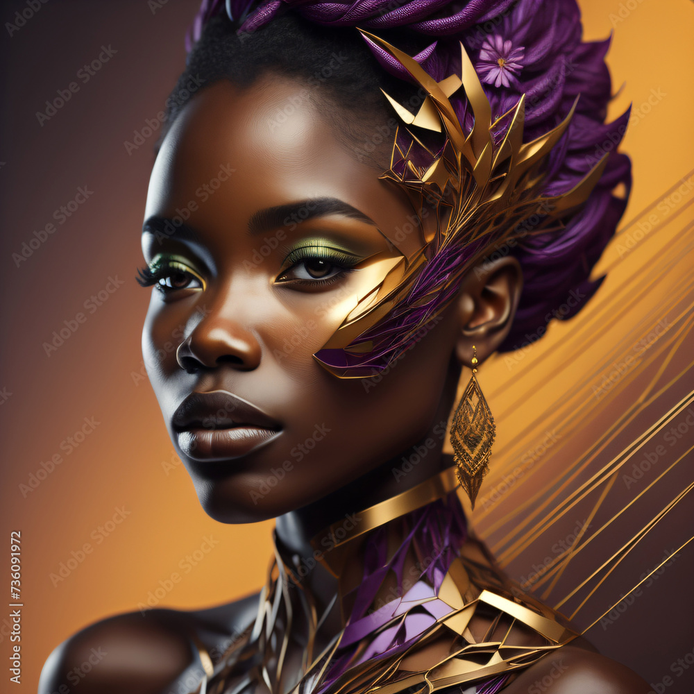 Model mit goldener Gesichts Maske Model mit goldener Gesichts Maske