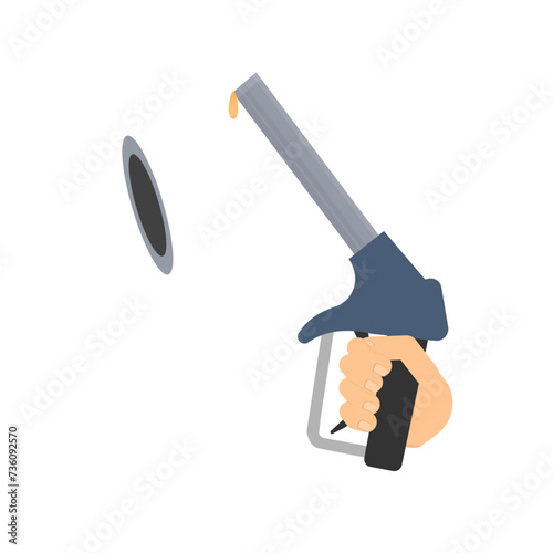 Refueling the car. Refueling gun in the tank of a car, vector illustration