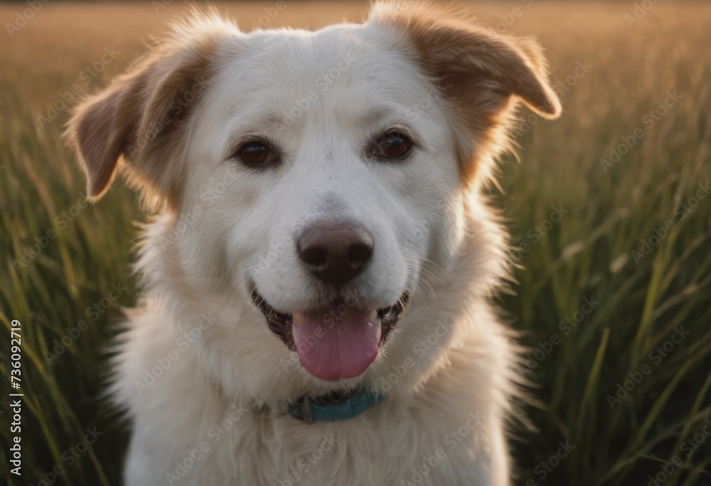 portrait of dog among the grasses