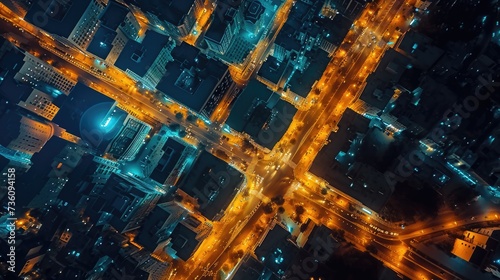 Top-Down Night Shot of Riyadh, Saudi Arabia, Captured by Generative AI