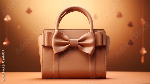 A luxurious satin handbag for women, exquisite craftsmanship, and a satin bow detail, mockup, placed against a matte clay background