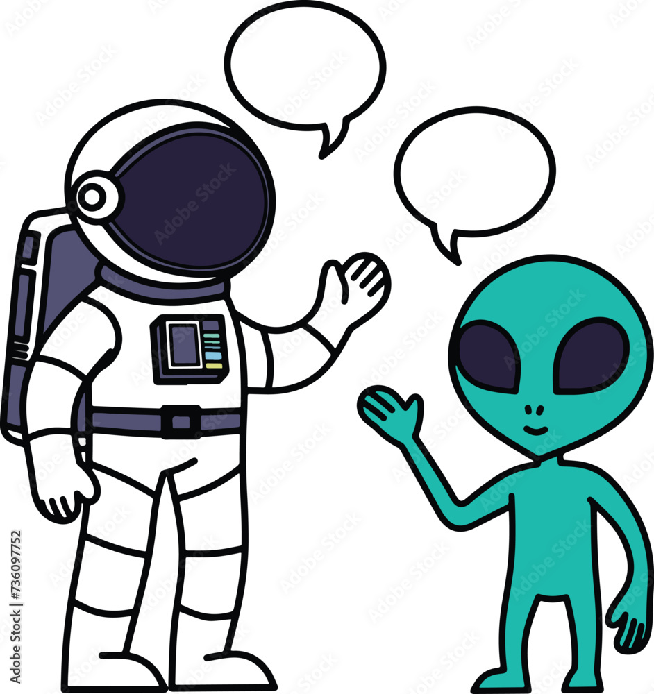 Astronaut with alien cartoon