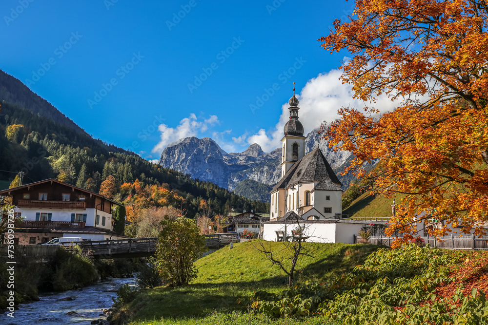 Parish Church of St. Sebastian, Ramsau bei Berchtesgaden, Germany.
