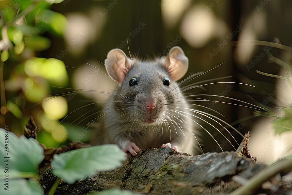 Captured in stunning close up showcases small curious house mouse fascinating example of wildlife right at home with sleek gray fur and bright alert eyes mouse exudes unique charm