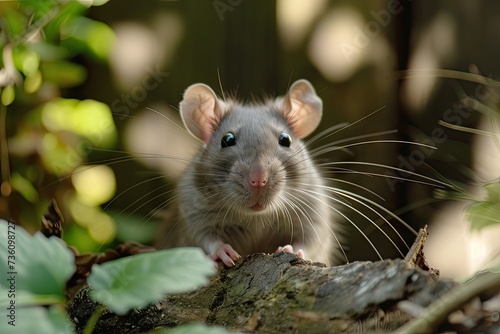 Captured in stunning close up showcases small curious house mouse fascinating example of wildlife right at home with sleek gray fur and bright alert eyes mouse exudes unique charm