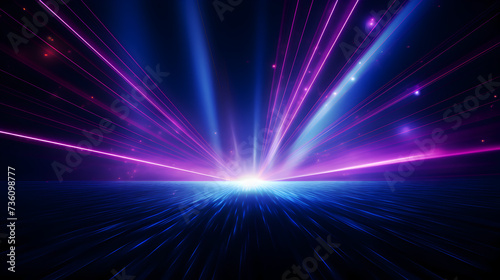 Abstract rays on a dark background, 3d render, abstract simple neon background, ultra violet rays, blue and pink glowing lines 
