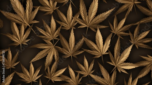 Background with Bronze marijuana leaves © Various Backgrounds