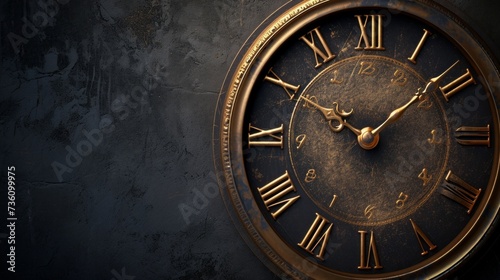 Old rusty big street clock on wall of the building.