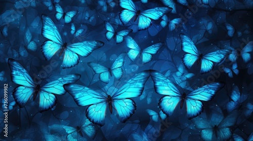 Background with butterflies in Azure color © Various Backgrounds