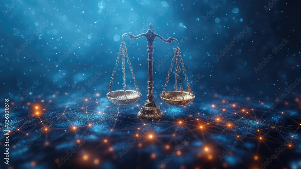 Justice theme in technological digital style. Concept of law, legal services for business. Justice theme in technological digital style. Concept of law, legal services for business.