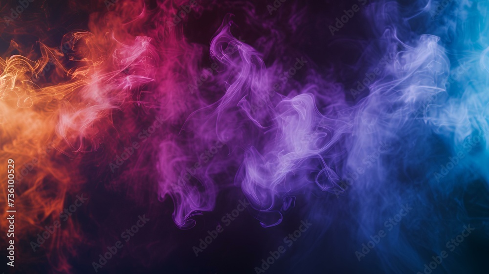 Abstract colorful smoke on a dark background